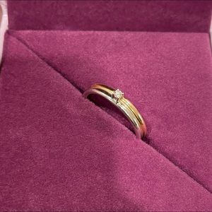 18kt solid gold and solitaire diamond two tone band